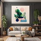 Stylisierte Abstrakte Illustration Geometrische Formen Pflanzen Muster
