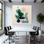 Stylisierte Abstrakte Illustration Geometrische Formen Pflanzen Muster