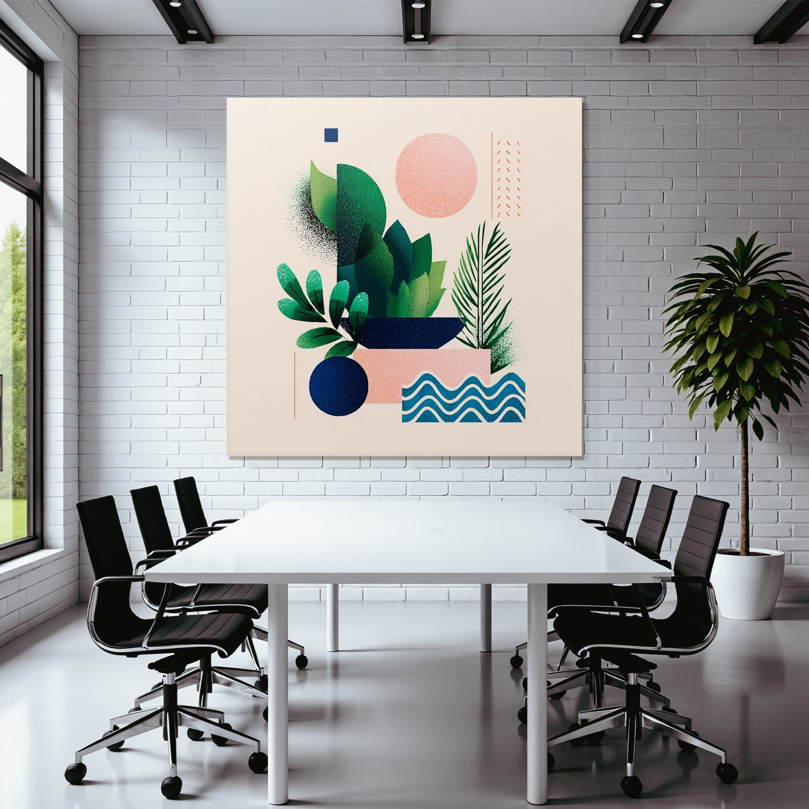 Stylisierte Abstrakte Illustration Geometrische Formen Pflanzen Muster