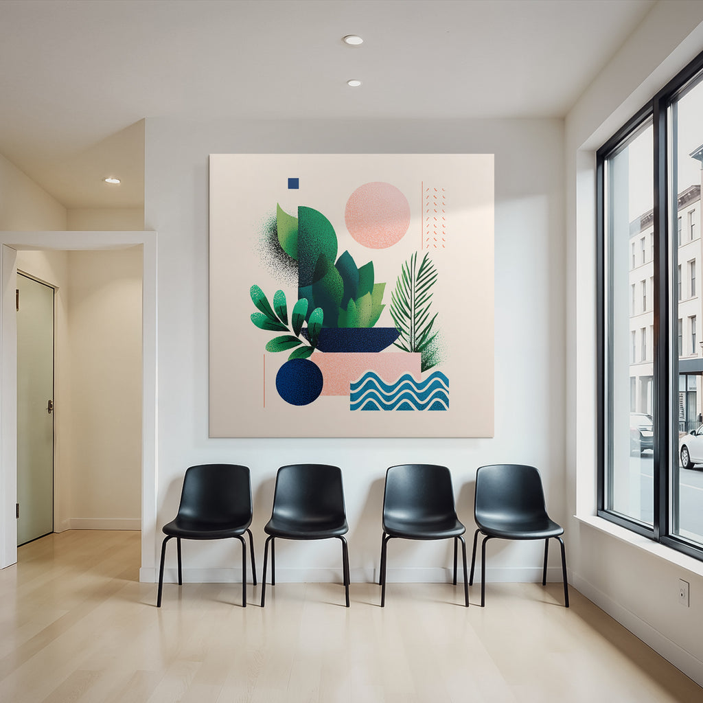 Stylisierte Abstrakte Illustration Geometrische Formen Pflanzen Muster