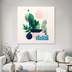 Stylisierte Abstrakte Illustration Geometrische Formen Pflanzen Muster