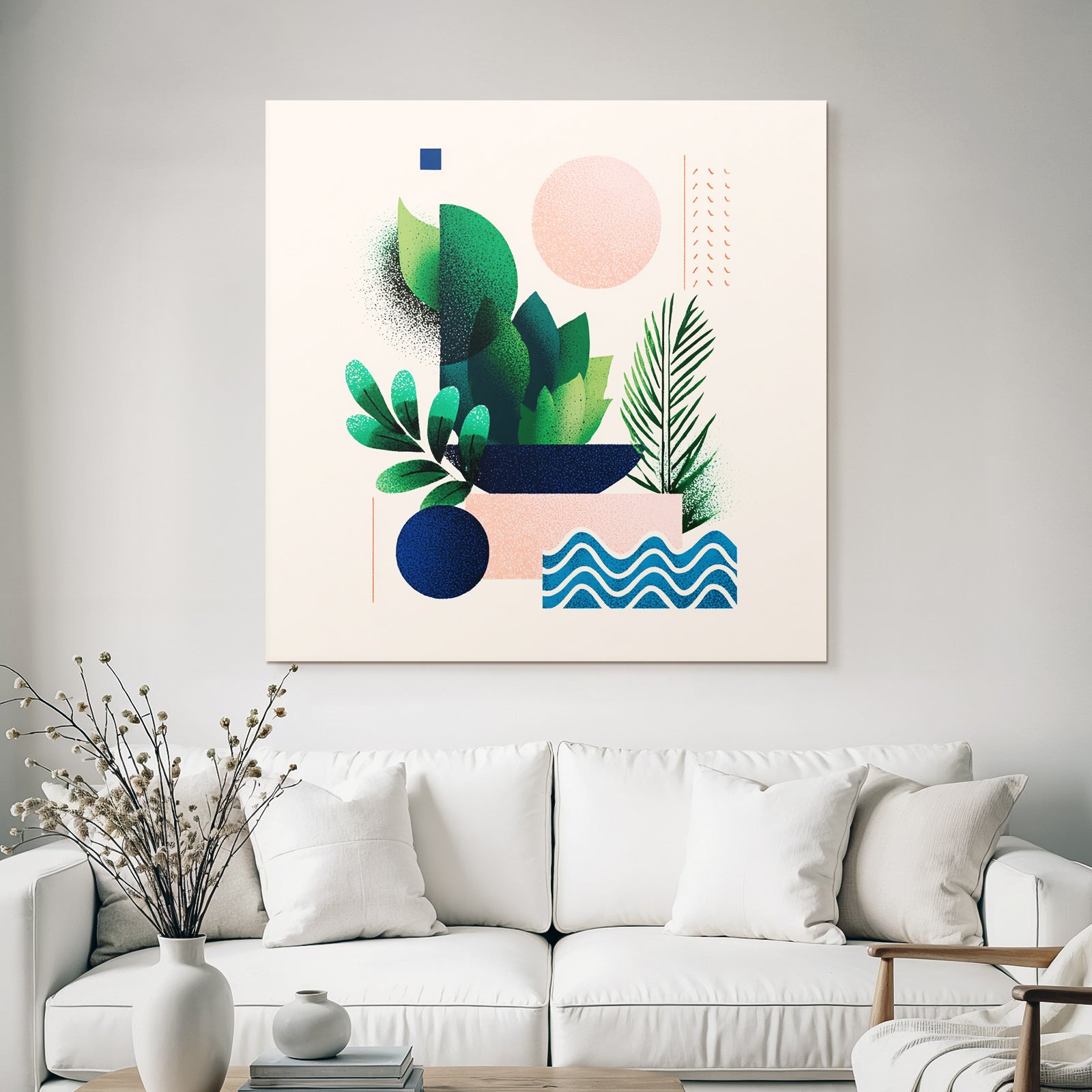 Stylisierte Abstrakte Illustration Geometrische Formen Pflanzen Muster