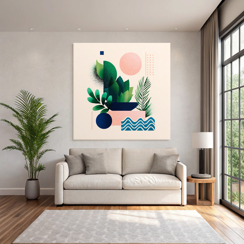 Stylisierte Abstrakte Illustration Geometrische Formen Pflanzen Muster