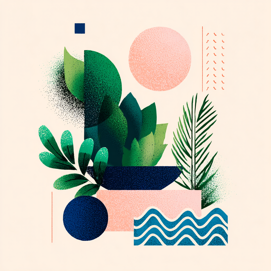 Stylisierte Abstrakte Illustration Geometrische Formen Pflanzen Muster | Digital Art | Kunstgattungen
