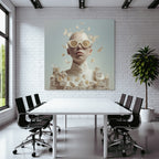 Stylisierte Kunstvolle Portrait Mit Sonnenbrille Schmetterlingen Und Blumen