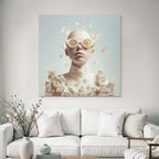 Stylisierte Kunstvolle Portrait Mit Sonnenbrille Schmetterlingen Und Blumen