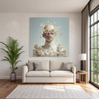 Stylisierte Kunstvolle Portrait Mit Sonnenbrille Schmetterlingen Und Blumen