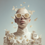 Stylisierte Kunstvolle Portrait Mit Sonnenbrille Schmetterlingen Und Blumen | Digital Art | Kunstgattungen