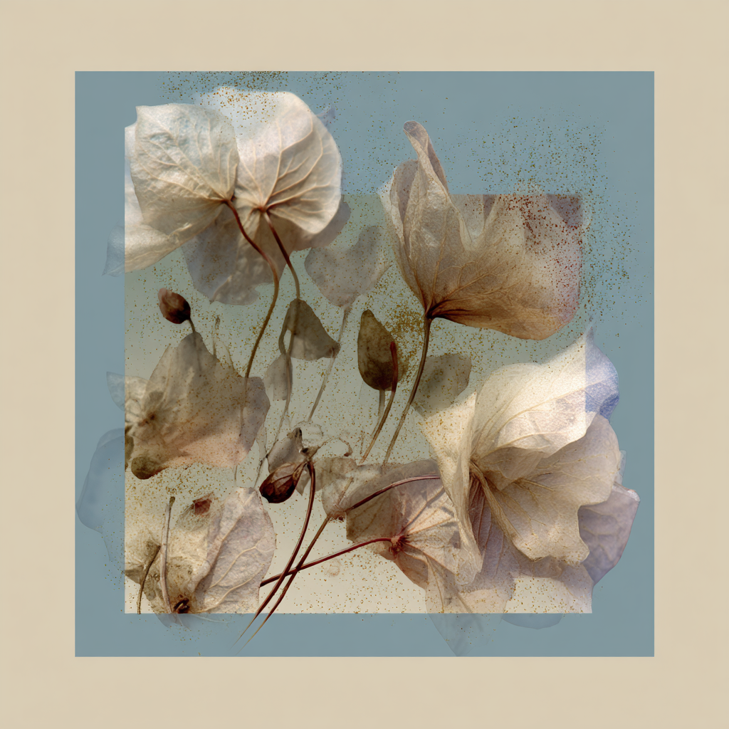 Zarte Flora Mit Transparenten Blueten Vor Hintergrund Gradienten | Digital Art | Kunstgattungen
