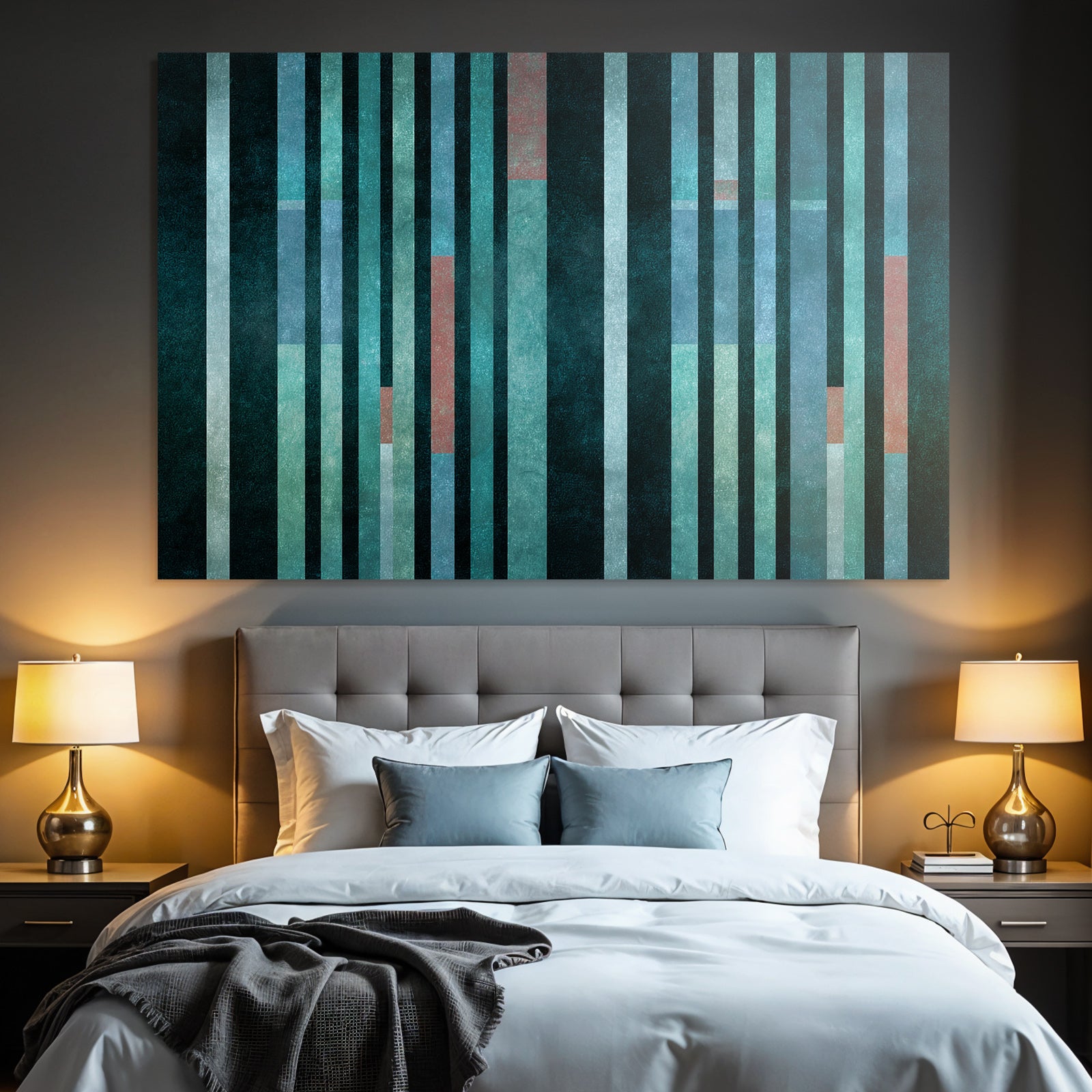 Abstrakte Kunst Verticale Streifen Teal Blau Dunkler Hintergrund