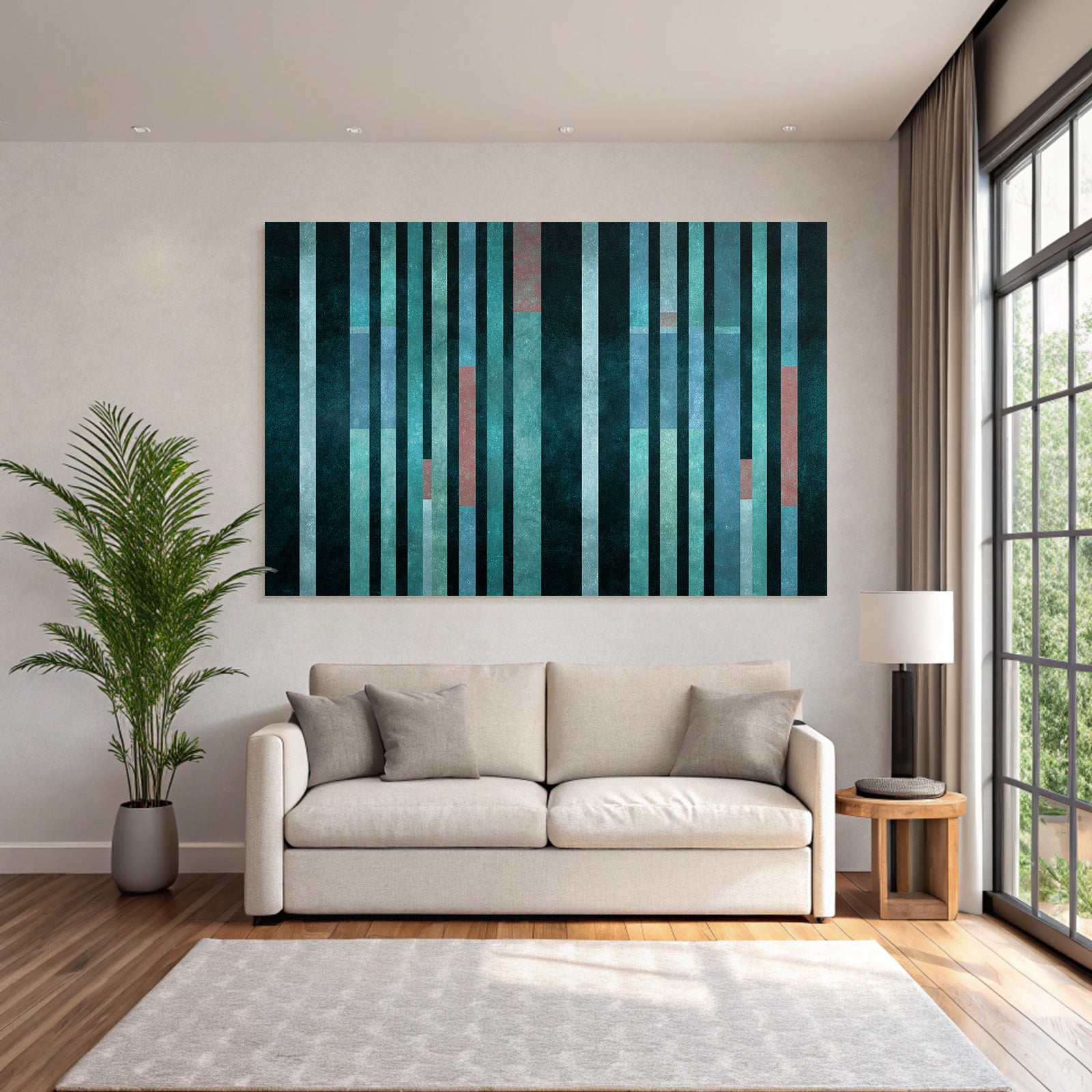 Abstrakte Kunst Verticale Streifen Teal Blau Dunkler Hintergrund