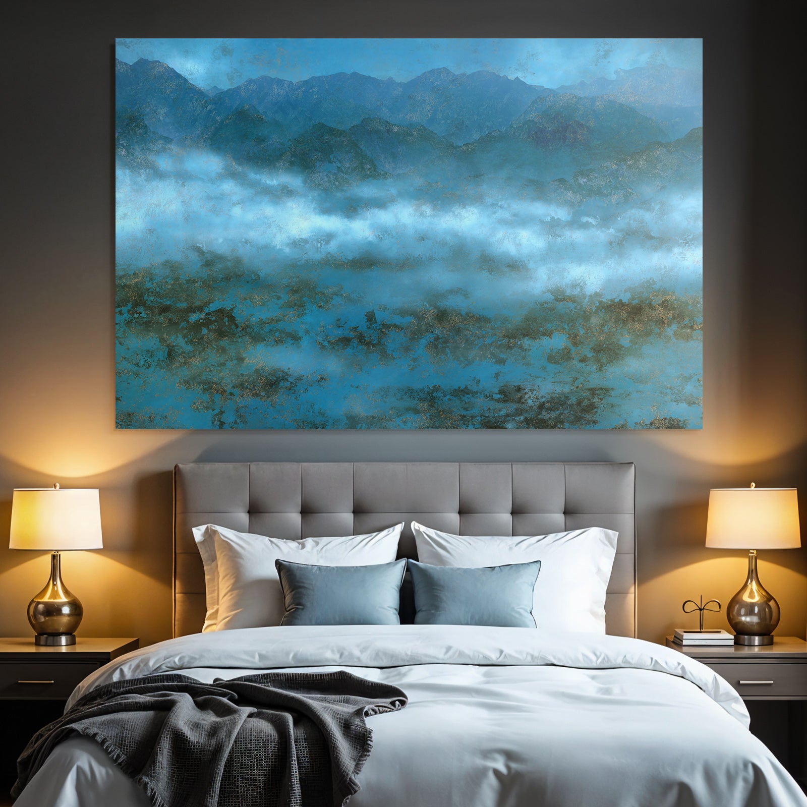 Bergblick Mit Nebel Und Blauen Toenen Texture