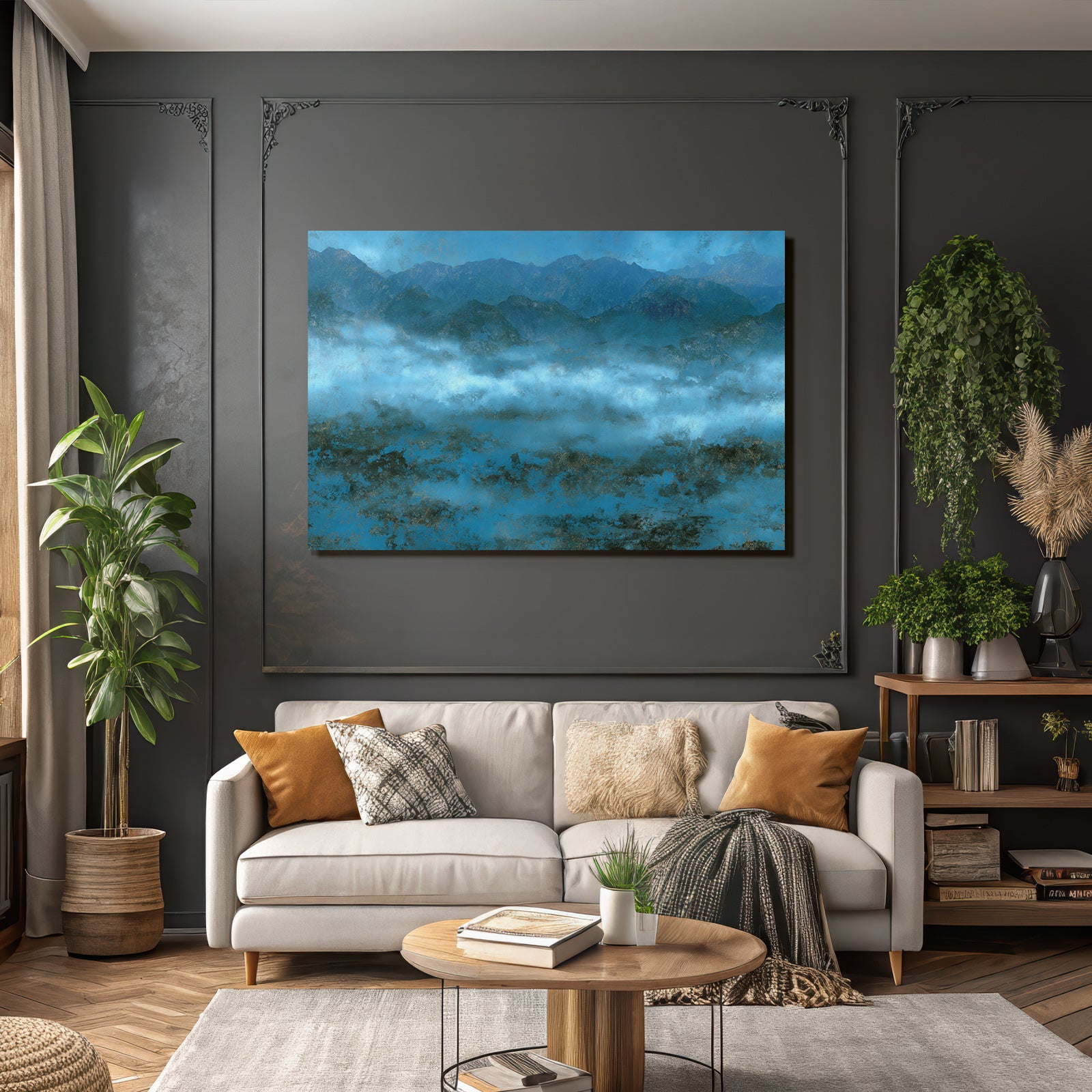 Bergblick Mit Nebel Und Blauen Toenen Texture
