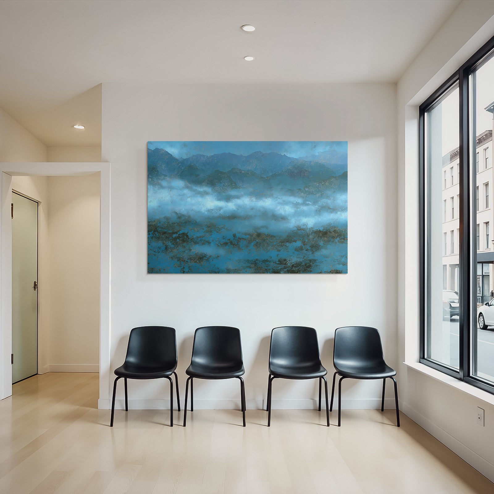 Bergblick Mit Nebel Und Blauen Toenen Texture
