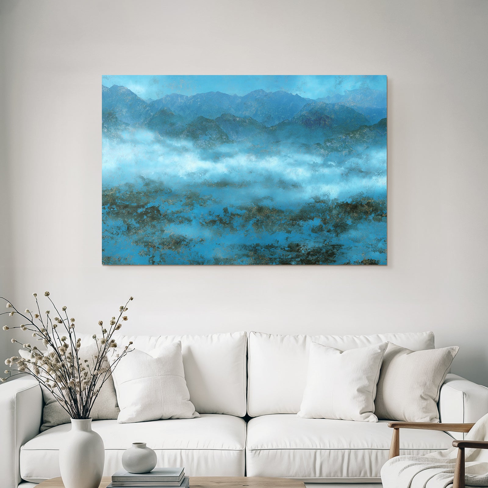 Bergblick Mit Nebel Und Blauen Toenen Texture