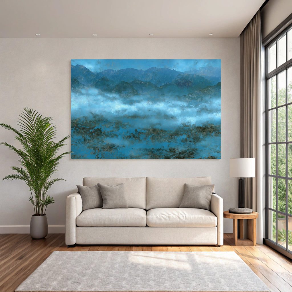 Bergblick Mit Nebel Und Blauen Toenen Texture