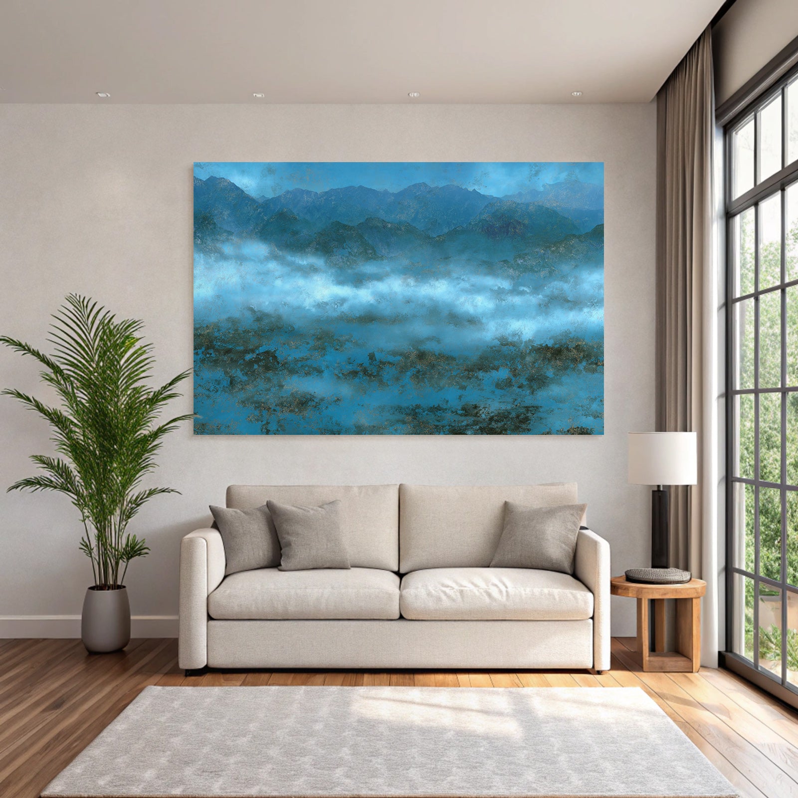 Bergblick Mit Nebel Und Blauen Toenen Texture