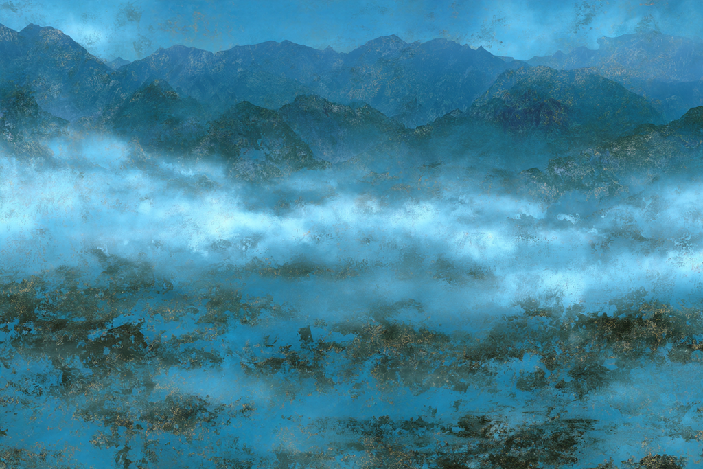 Bergblick Mit Nebel Und Blauen Toenen Texture | Digital Art | Kunstgattungen