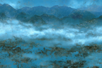Bergblick Mit Nebel Und Blauen Toenen Texture | Digital Art | Kunstgattungen