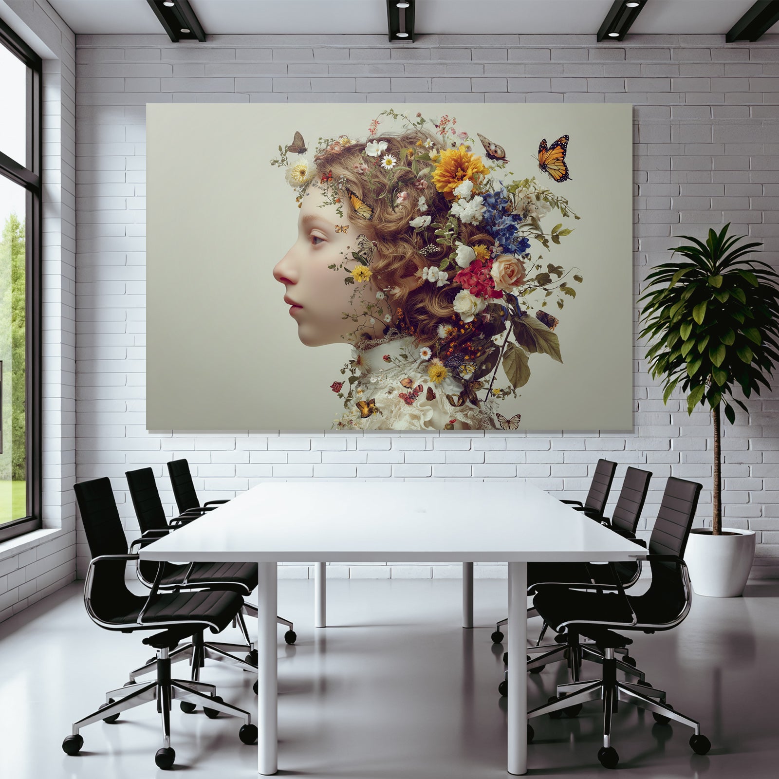 Blumen Und Schmetterlinge Portraet Digitale Kunst