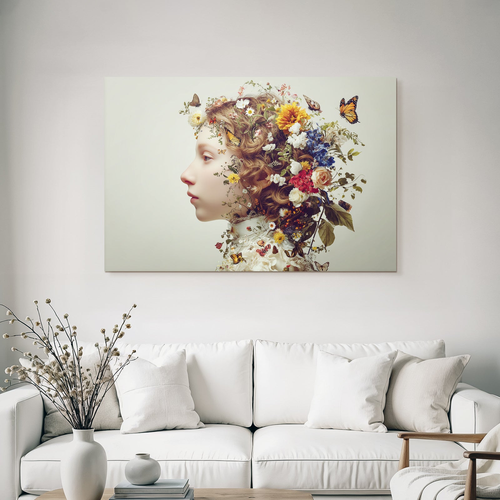 Blumen Und Schmetterlinge Portraet Digitale Kunst