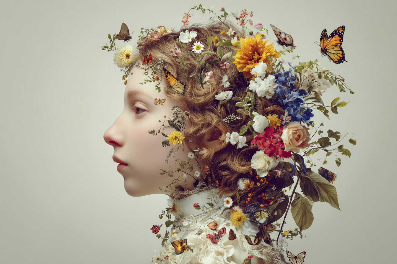Blumen Und Schmetterlinge Portraet Digitale Kunst | Digital Art | Kunstgattungen