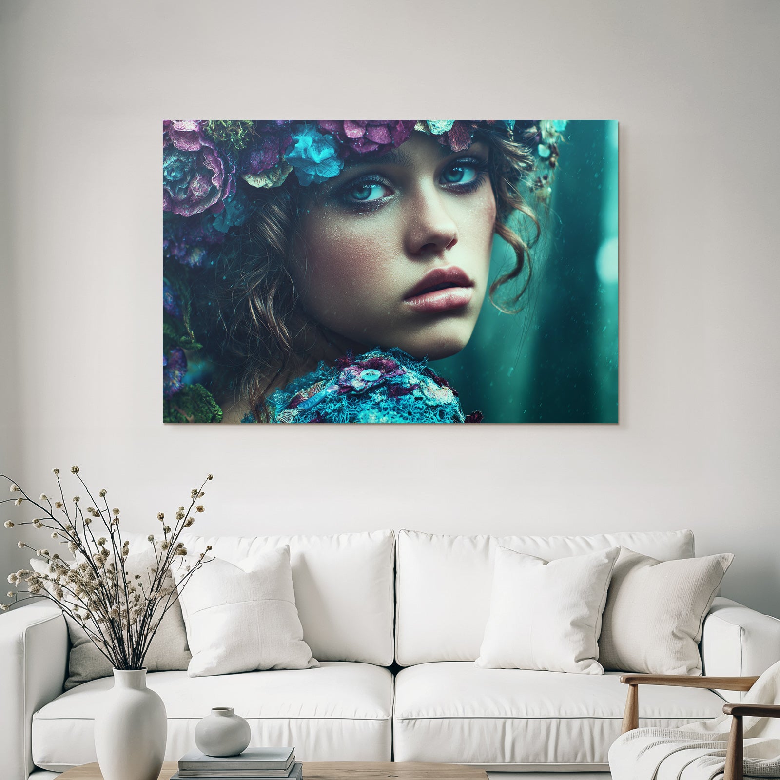 Blumenkranz Portraet Vibrante Farben Und Inhaltliche Details