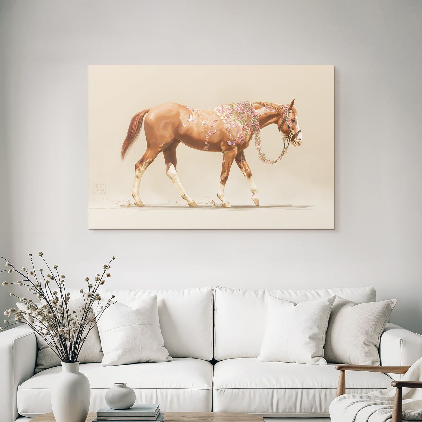 Blumenschmuck Horse Mit Butterflies Wunderschoen Digital Rendering