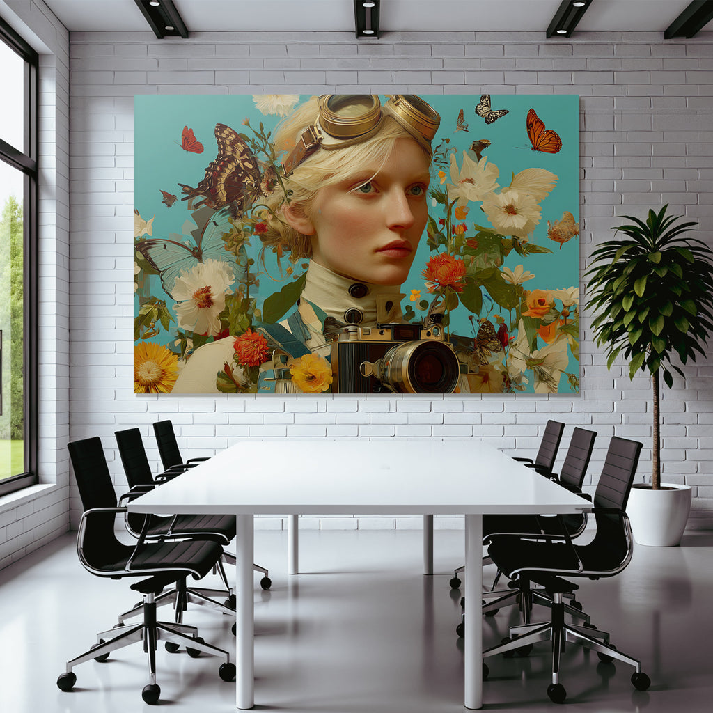 Blumige Fantasiewelt Steampunk Mit Kamera Und Butterflys