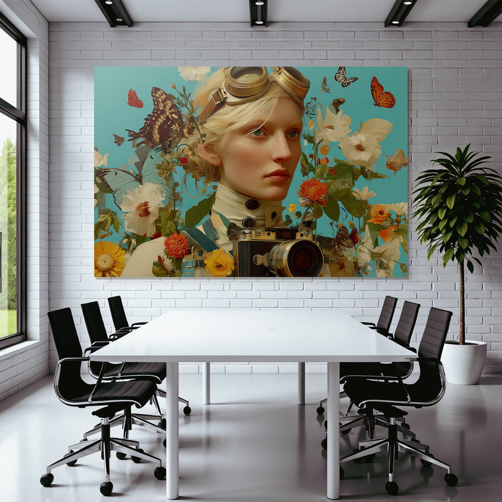 Blumige Fantasiewelt Steampunk Mit Kamera Und Butterflys