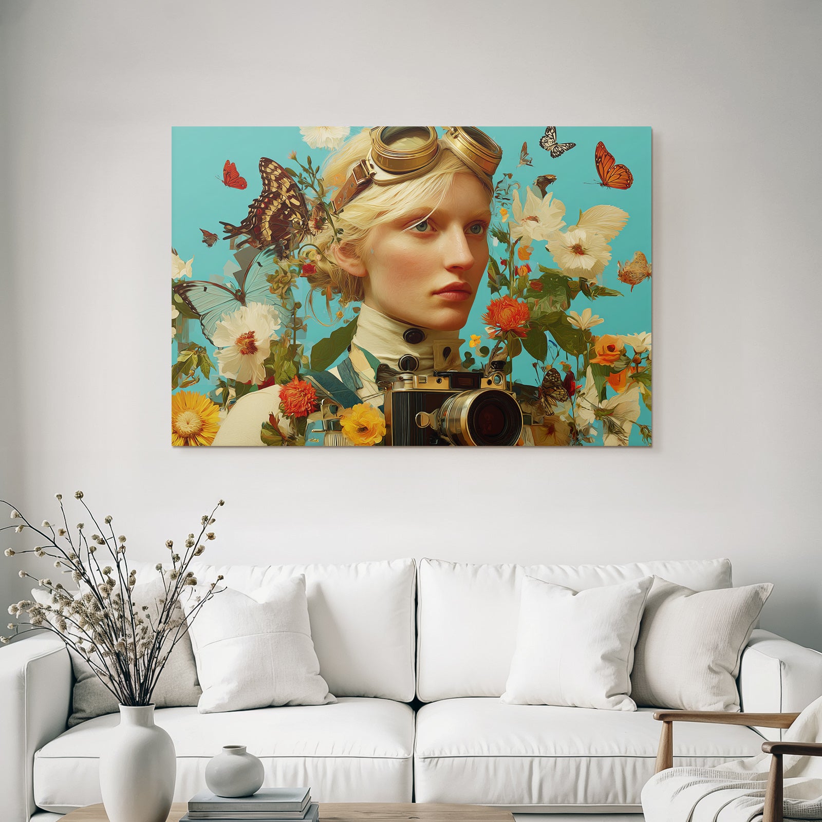 Blumige Fantasiewelt Steampunk Mit Kamera Und Butterflys