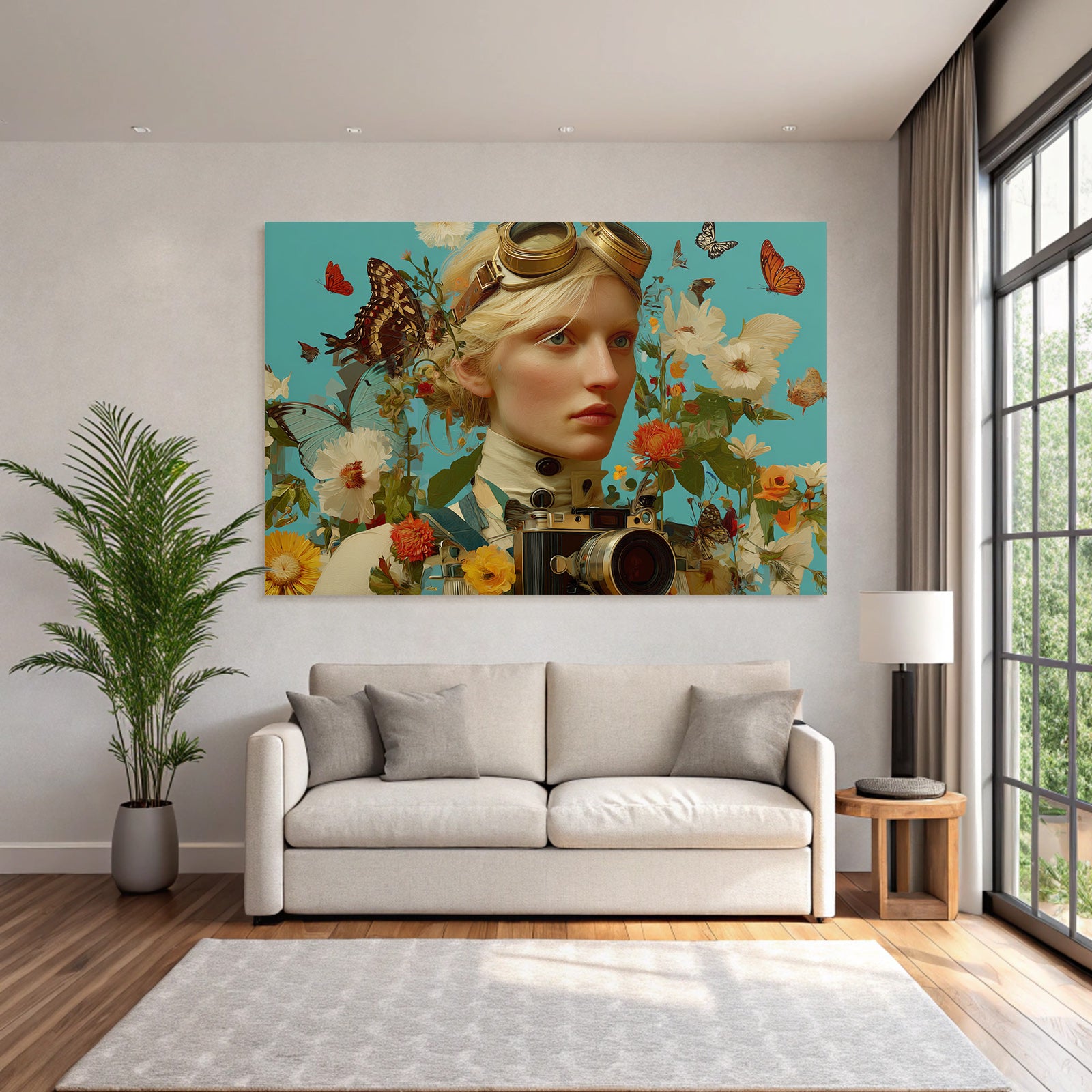 Blumige Fantasiewelt Steampunk Mit Kamera Und Butterflys