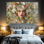 Frau Mit Blumen Und Schmetterling Kostuem Fantasy Natursymbolik