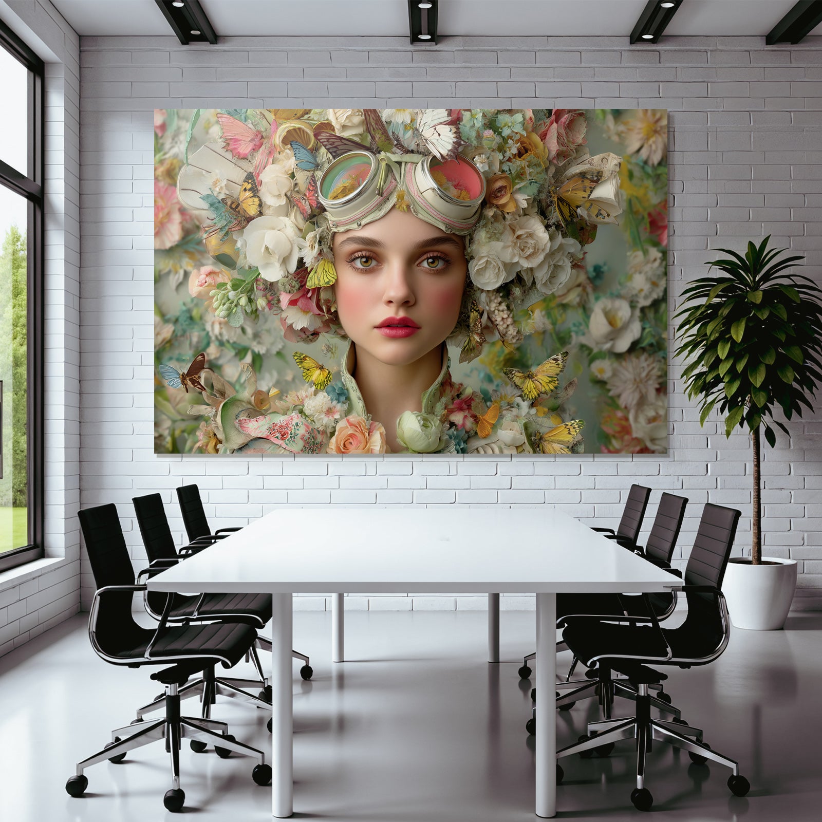 Frau Mit Blumen Und Schmetterling Kostuem Fantasy Natursymbolik