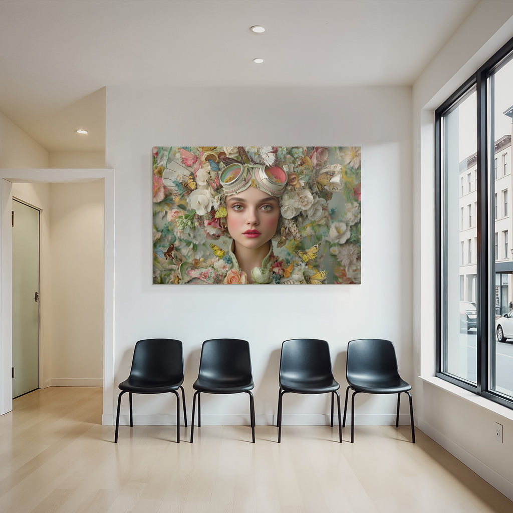 Frau Mit Blumen Und Schmetterling Kostuem Fantasy Natursymbolik