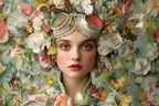 Frau Mit Blumen Und Schmetterling Kostuem Fantasy Natursymbolik | Digital Art | Kunstgattungen