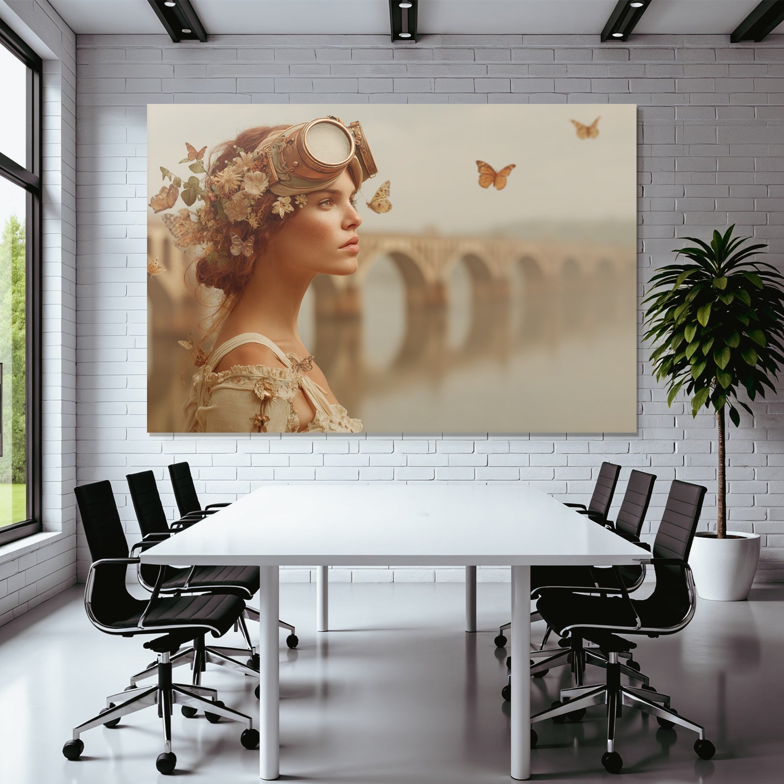 Frau Mit Blumenkranz Und Goggles Im Fantasy Setting