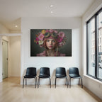 Frau Mit Blumenkranz Und Vintage Goggles Fantasy Natur
