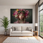 Frau Mit Blumenkranz Und Vintage Goggles Fantasy Natur