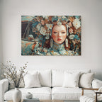 Frau Mit Blumenkranz Vintage Auto Fantasy Art