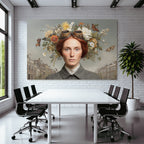 Frau Mit Rotem Haar Goggles Blumen Butterflies Historische Strasse