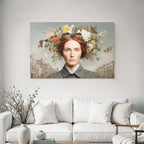 Frau Mit Rotem Haar Goggles Blumen Butterflies Historische Strasse