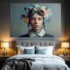 Junge Person Mit Blumen Und Schmetterlingen Im Fantasie Stil