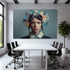 Junge Person Mit Blumen Und Schmetterlingen Im Fantasie Stil