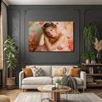 Junger Mensch Mit Blumen Und Schmetterlingen Im Fantasie Stil