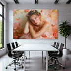 Junger Mensch Mit Blumen Und Schmetterlingen Im Fantasie Stil