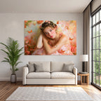 Junger Mensch Mit Blumen Und Schmetterlingen Im Fantasie Stil