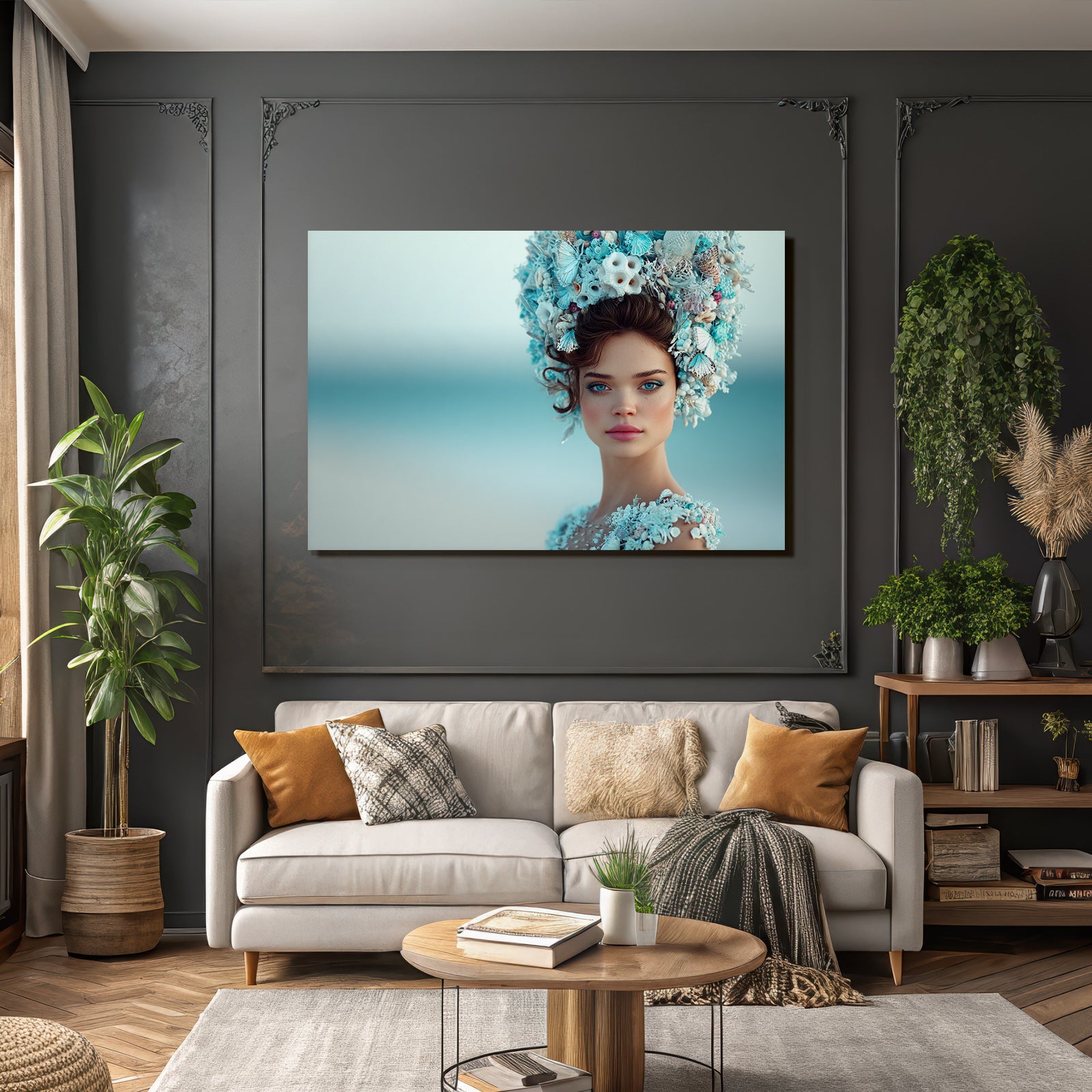 Modele Meeres Headdress In Natur Setting