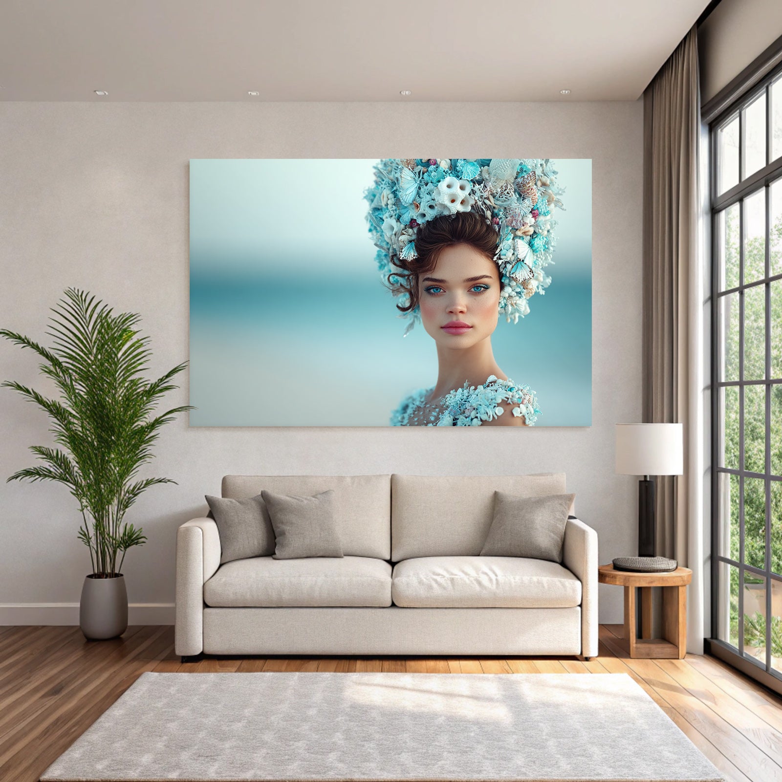 Modele Meeres Headdress In Natur Setting