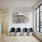 Modisches Portrait Mit Blumenhut Und Butterfliegen Und Blauem Lippenstift